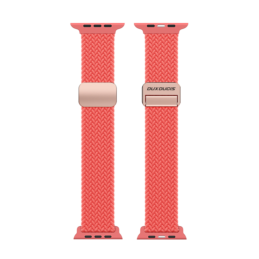 Эластичный ремешок красного цвета (Guava) от Dux Ducis для смарт часов Apple Watch размером 42, 44, 45, 46, 49MM, серия Strap (Mixture Pro Series)