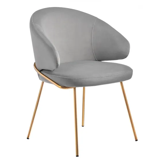 Стул Lime, серый микровелюр с золотыми ножками