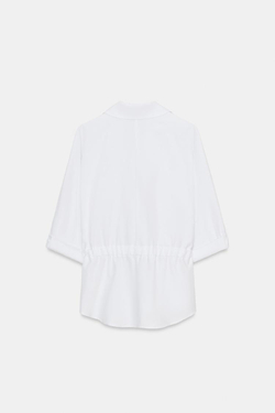 ZARA РУБАШКА САФАРИ ИЗ ПОПЛИНА, БЕЛЫЙ