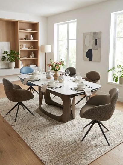 Стол ЛУССО (LUSSO) 200 БЕЛЫЙ МРАМОР TL-326, испанская керамика / Теплый графит каркас