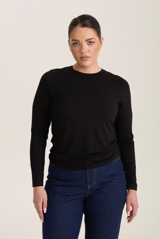 Лонгслив из трикотажа, черный