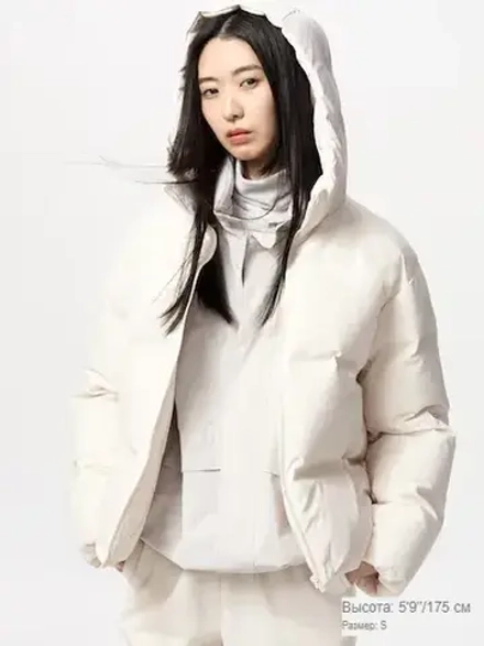 UNIQLO ПУХОВИК, ЭКРЮ