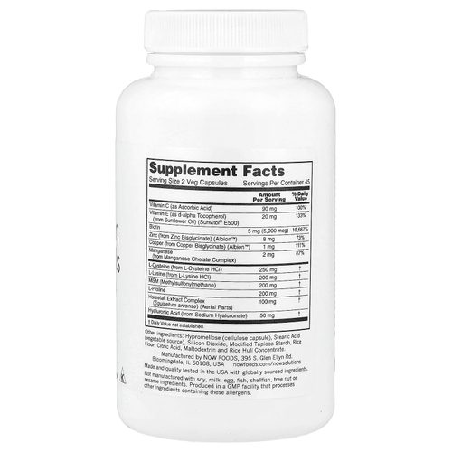 NOW Foods, Solutions, веганская добавка для здоровья волос, кожи и ногтей, 90 вегетарианских капсул