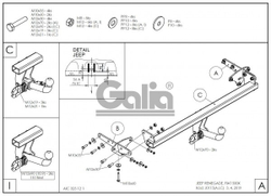 Фаркоп оцинкованный Galia J011C для Jeep Renegade 2014-, FIAT 500X 2014-(паспорт и сертификат в комплекте)(без электрики)