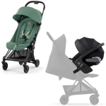Коляска Cybex Coya Matt Black Frame Cloud T i-Size Sepia Black Plus Leaf Green с дождевиком