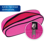 Пенал-косметичка BRAUBERG овальный полиэстер "Pink" 22х9х5 см (3 штуки в упаковке)