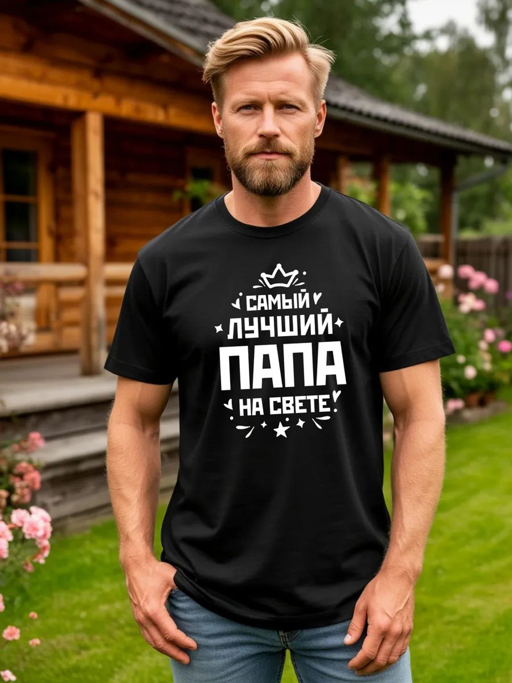 Футболка мужская с принтом лучший папа