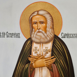 Икона Святого Серафима Саровского (Палех)