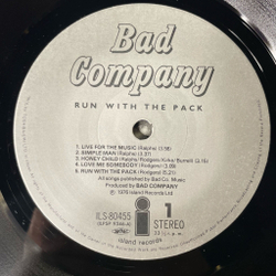 Винтажная виниловая пластинка LP Bad Company Run With The Pack (Japan 1976) (Obi)