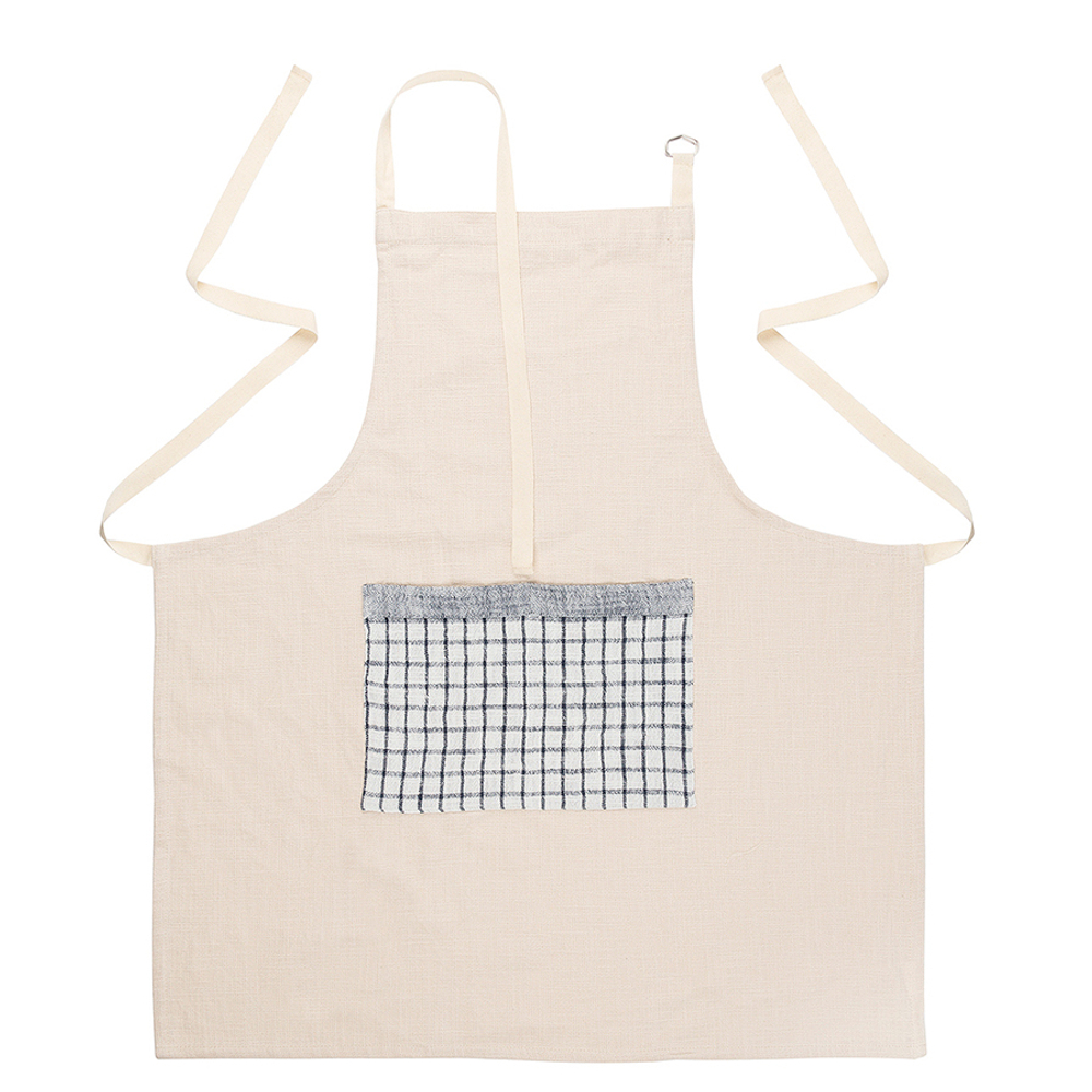 Фартук из плотного хлопка с контрастным карманом в клетку из коллекции essential, 70х80 см