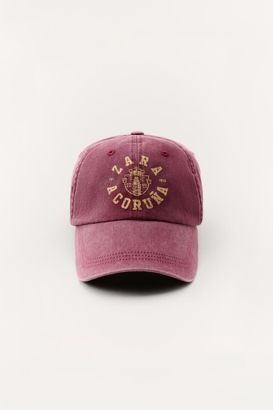 ZARA КЕПКА VARSITY, СВЕТЛО-БОРДОВЫЙ
