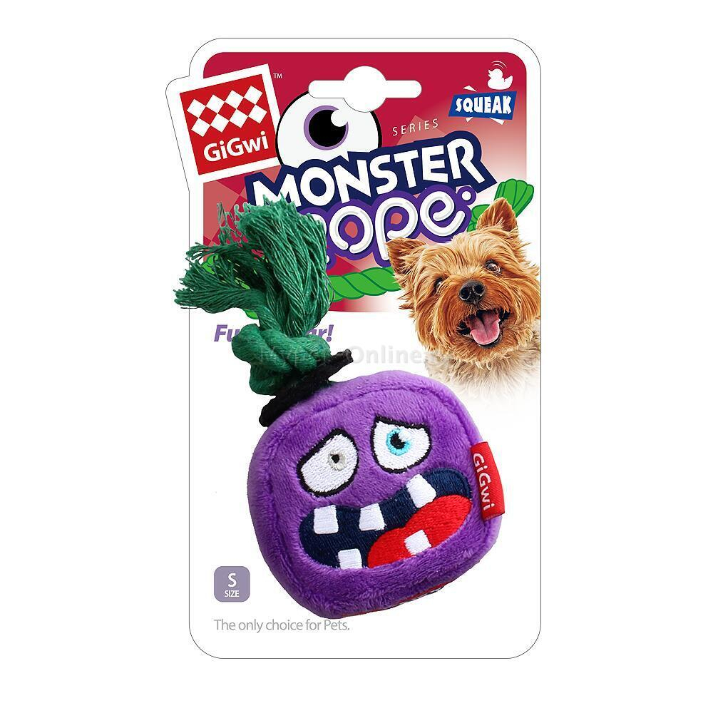 75433 Игрушка для собак Монстр с пищалкой и веревкой 8см, серия MONSTER ROPE
