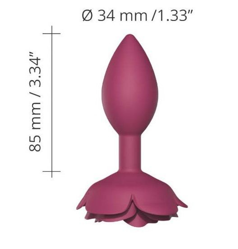 Сливовая анальная пробка с ограничителем-розой Open Rose Size M Butt Plug (Цвет: сливовый)