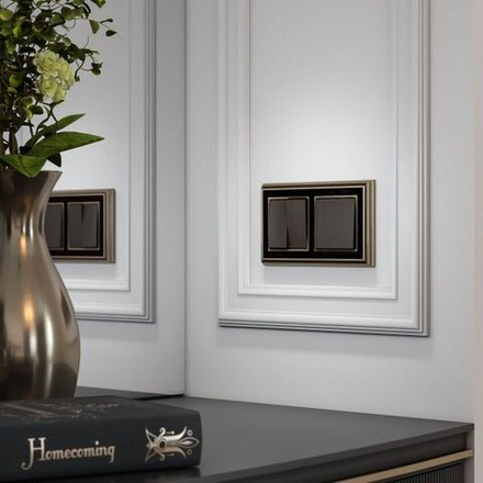 WL17-Frame-02/ Рамка на 2 поста (бронза/черный)