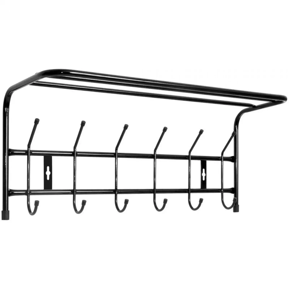 Вешалка настенная с полкой 60,5*26,5*24,5см (6 крючков) черный ВП6/Ч
