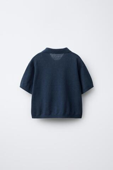 ZARA ТРИКОТАЖНАЯ ФУТБОЛКА ПОЛО, МОРСКОЙ СИНИЙ