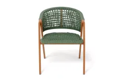 "Амстердам" стул плетеный из роупа, каркас алюминий, роуп зеленый круглый