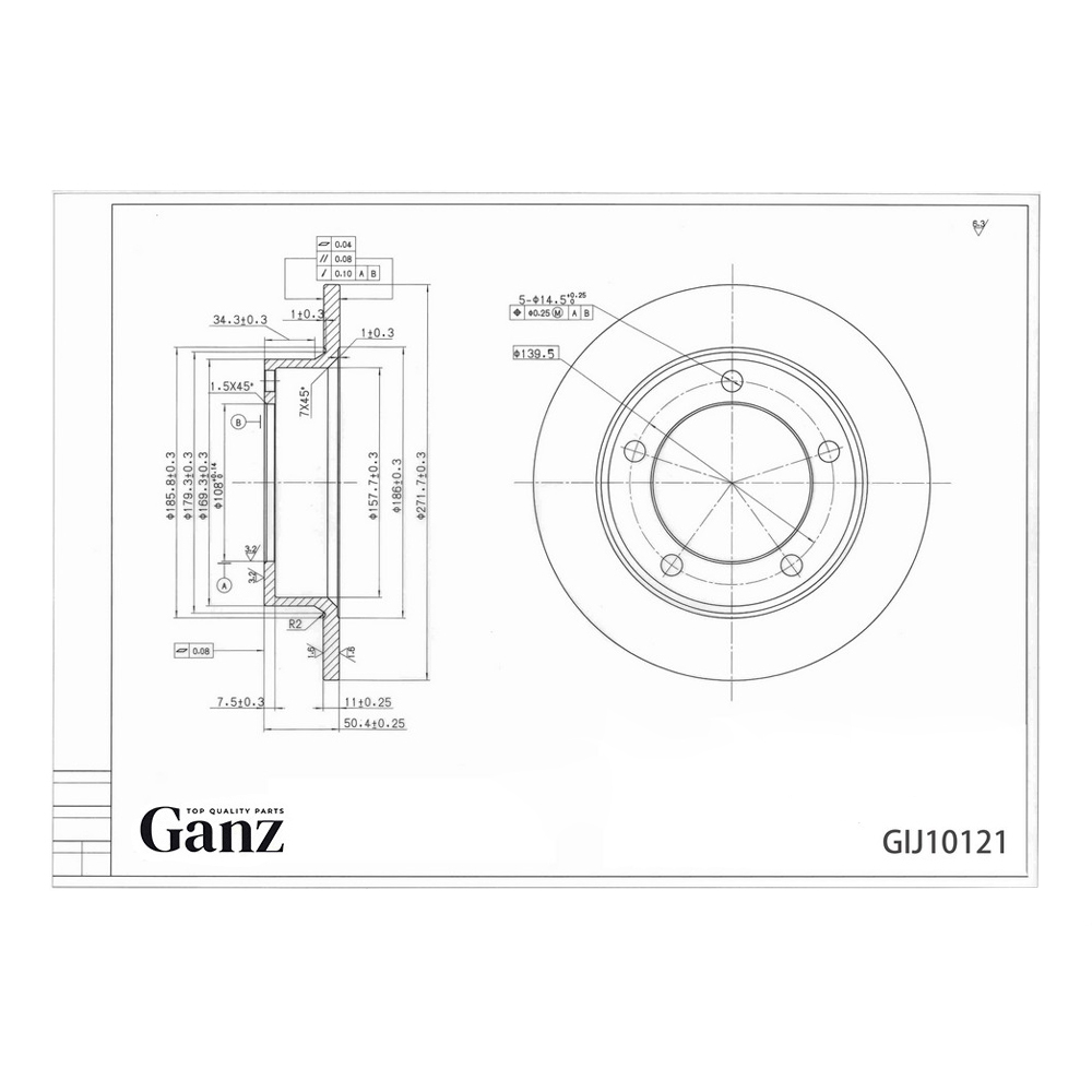 Диск тормозной GANZ передний с покрытием ВАЗ 2121-21213 Арт.: GIJ10121