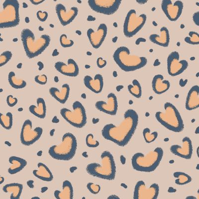 Леопардовые сердца / бежевый с оранжевым