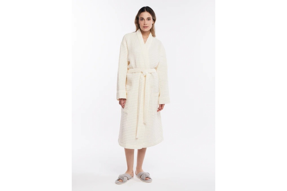 Халат вафельный женский Home One молочный 48-50