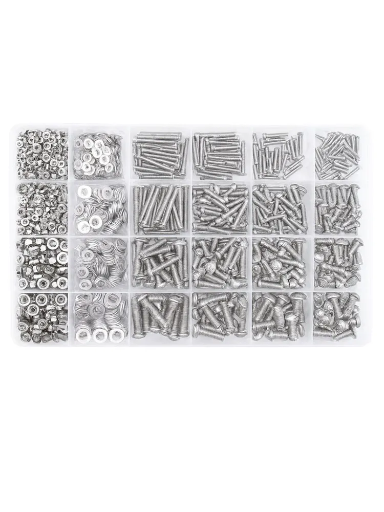 Набор винтов c шайбами и гайками (M2, M3, M4, M5), в комплекте 1220 штук