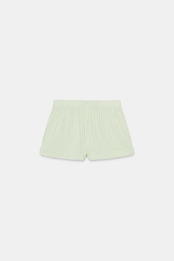 ZARA ШОРТЫ ИЗ ПОПЛИНА В ПОЛОСКУ, ЗЕЛЕНЫЙ/БЕЛЫЙ