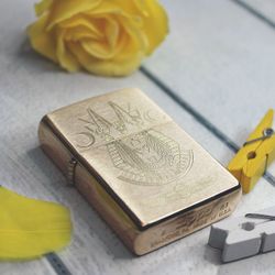 Зажигалка Zippo (204B Brushed Brass) с гравировкой на заказ