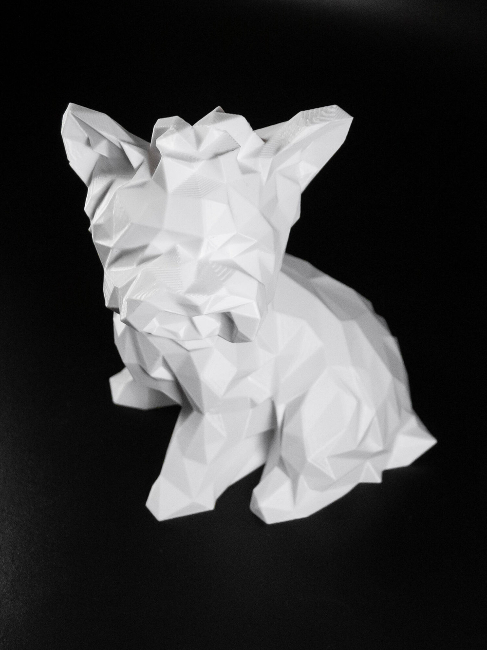 Статуэтка собаки породы Йорк (York dog) полигональная 160мм, 3D печать белая