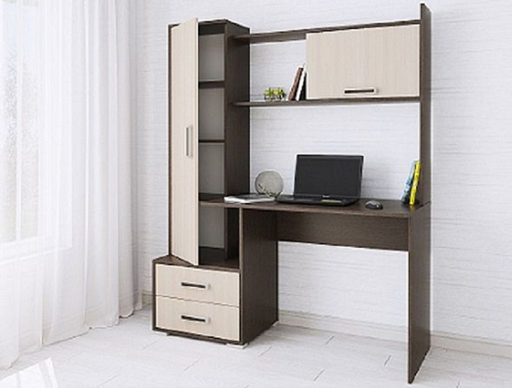 Стол компьютерный Квартет-9, венге/дуб молочный