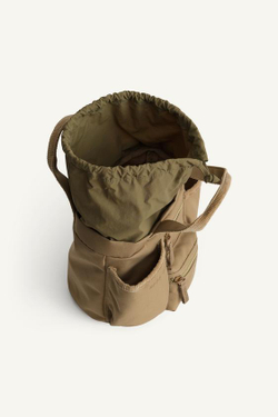 ZARA ХЛОПКОВАЯ МИНИ-СУМКА, ЗЕЛЕНЫЙ