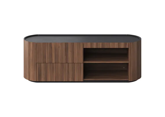Тумба Lagom под ТВ 2 ящика 2 полки ширина 140 см (орех, черный)