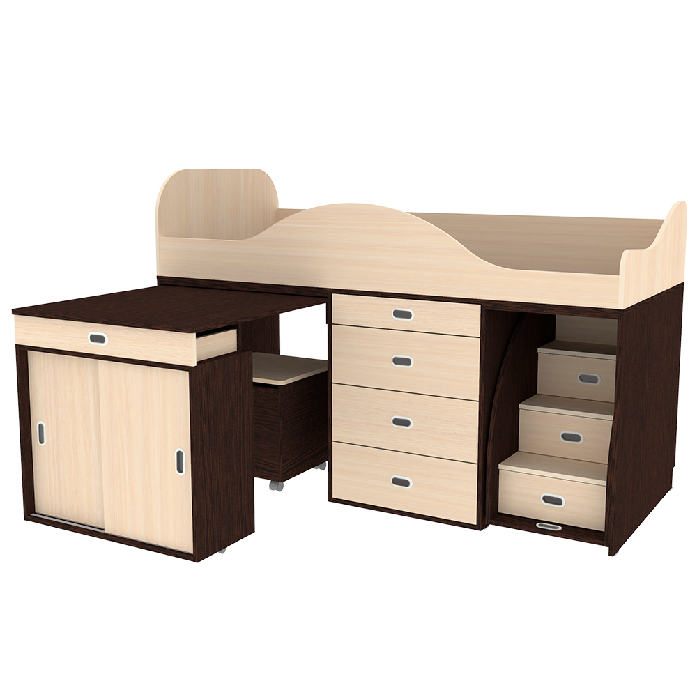 Кровать-чердак КарИВи Малыш Люкс Венге  Дуб Молочный