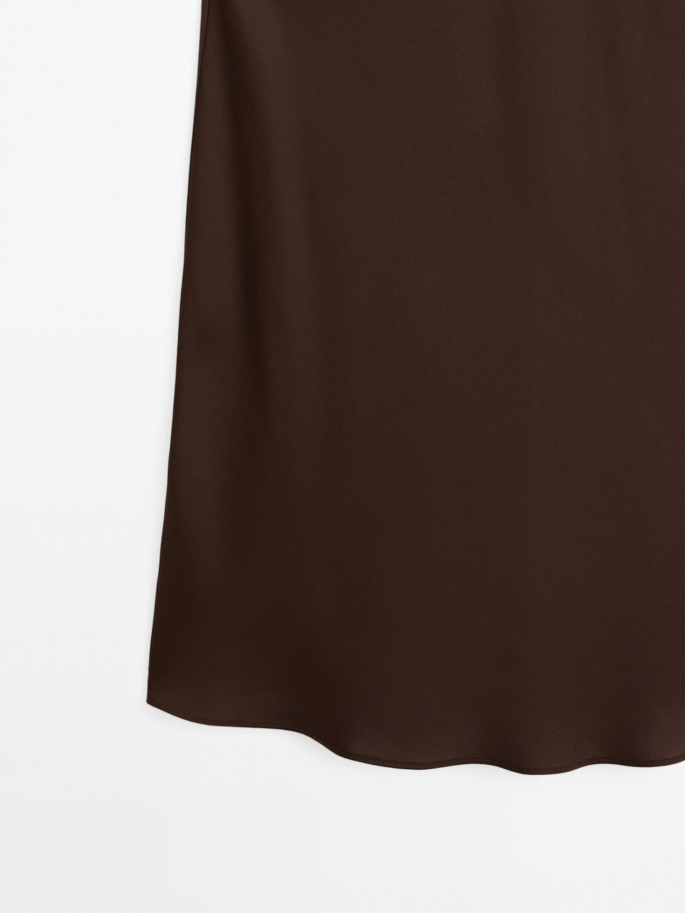 Massimo Dutti Юбка миди из струящегося атласа, шоколадно-коричневый