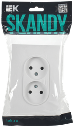 SKANDY Розетка 2-местная без заземления без защитных шторок 10А в сборе SK-R10W арктический белый IEK