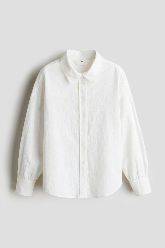 H&M Хлопковая рубашка, белый
