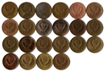 Набор 1 копейка СССР (22 шт без повторов) 1968-69, 72-74, 76-91 м,л №1