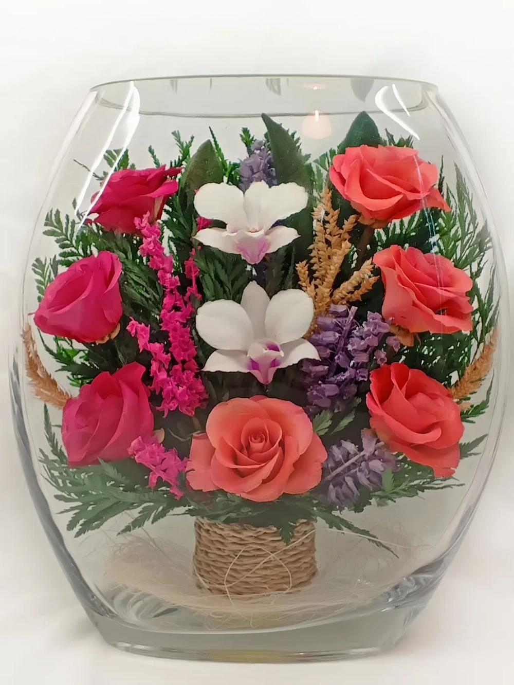 натуральные цветы в стекле, вакуум