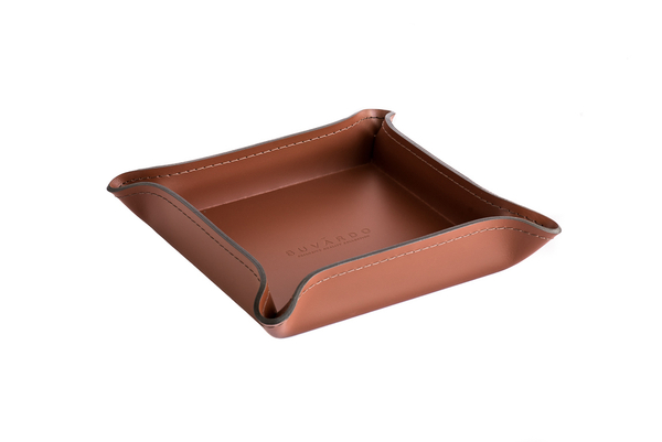 Лоток фигурный из кожи цвет каштан