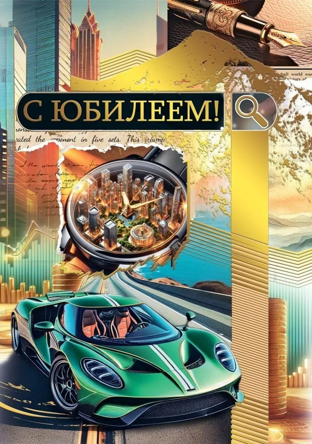 Открытка А4 Открытка А4 "С Юбилеем" (муж.)