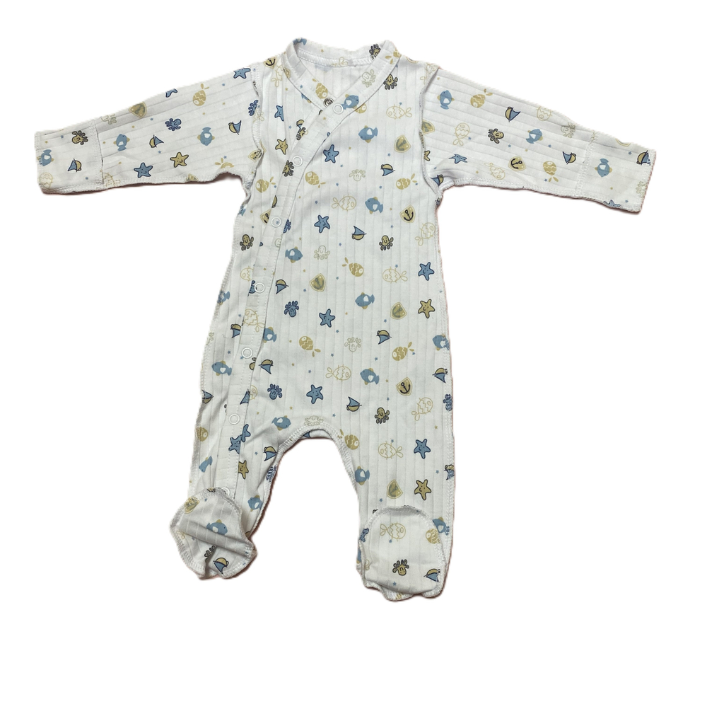 Комбинезон №2 из интерлока (100% хлопок)на кнопках с закрытыми ножками швы наружу с антицарапками на рост 56 см