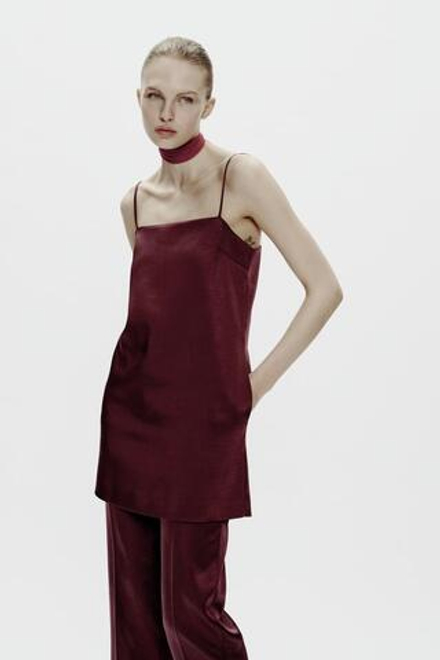 ZARA АТЛАСНОЕ ПЛАТЬЕ ИЗ КОЛЛЕКЦИИ ZW, ЦВЕТ БУРГУНДСКОГО ВИНА