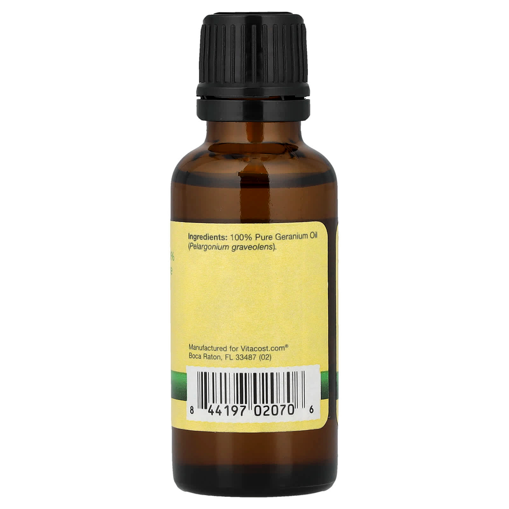 Vitacost, 100% Pure Geranium Oil, 1 fl oz (30 ml)