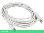 Кабель USB2.0 Buro USB2.0-AM/BM-5M-MG A(m)/B(m) (5м) феррит.кольца