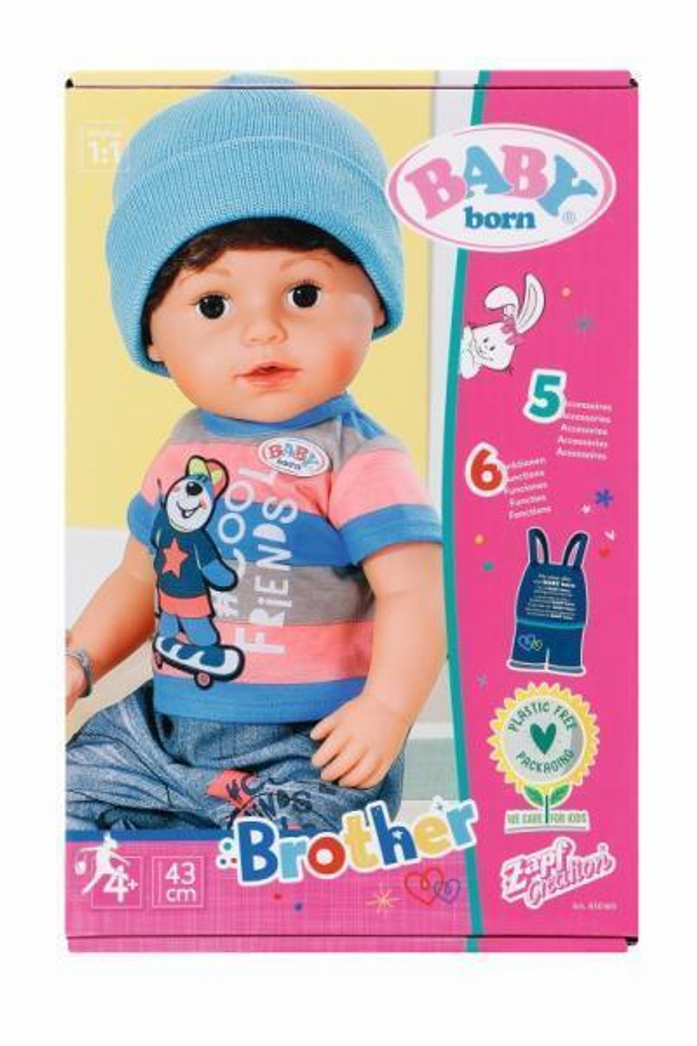 Бэби Борн. Кукла интерактив. мальчик Братик 43 см, аксессуары. (Росмэн)