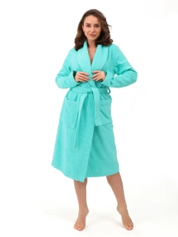 Халат женский махровый "Элит" с воротником шалькой, цвет: 501-Мятный