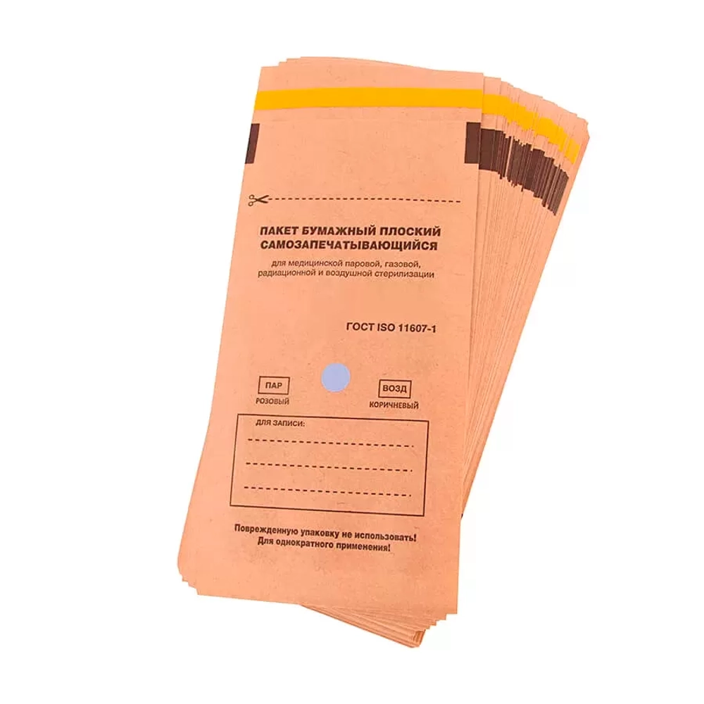 Пакеты для стерилизации из крафт-бумаги самозапечатывающиеся плоские ТерраМед 350х500 мм 100 шт