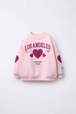 ZARA ТОЛСТОВКА С БЛЕСТЯЩИМ ПРИНТОМ, РОЗОВЫЙ