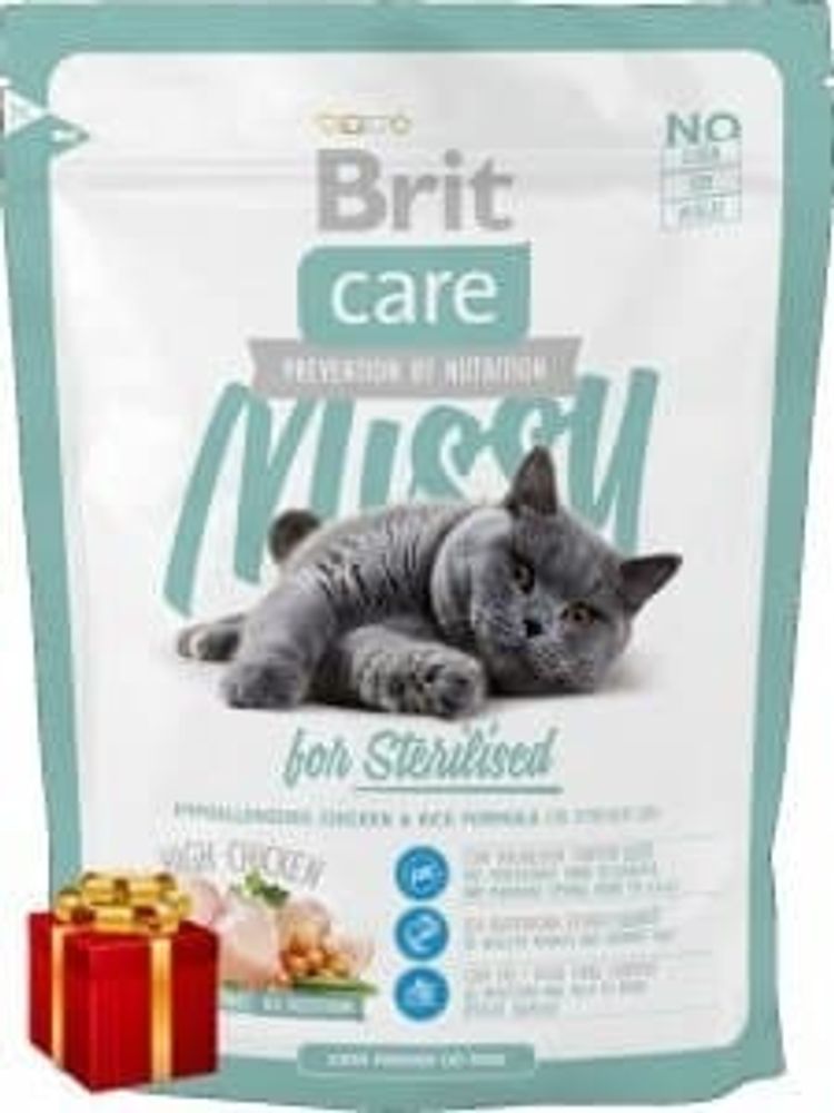 Brit Care Cat Krezy Missy for Sterilised для кастрир. котов 400 г + Жеват. колбаски Молина в подарок