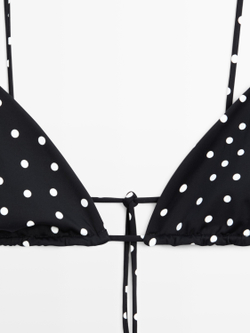 Massimo Dutti Топ бикини с треугольными чашками в горошек, черный
