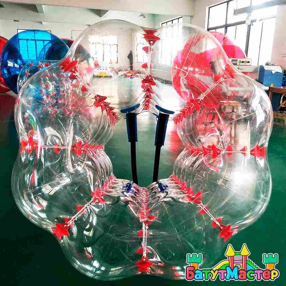 Бампербол "Прозрачный с красными держателями", ПВХ, диаметр 1,5 м